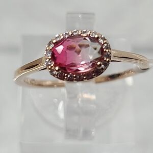 Pink Tourmaline oval cut Solitare Ring